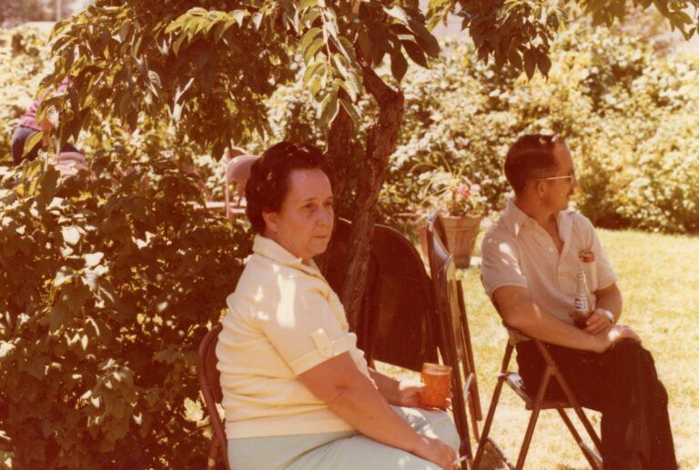 Reunion July 1979 Lela Lowe Christensen and son